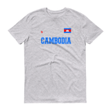 Lightweight Fashion T-Shirt Cambodian/Khmer Flag and Blue CAMBODIA