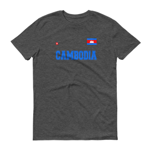 Lightweight Fashion T-Shirt Cambodian/Khmer Flag and Blue CAMBODIA