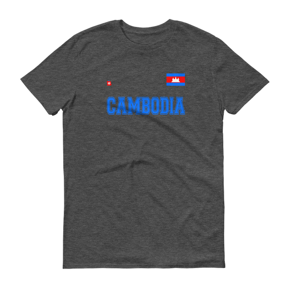 Lightweight Fashion T-Shirt Cambodian/Khmer Flag and Blue CAMBODIA